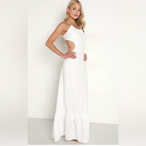 Charlie Holiday Tuscan Maxi White Sleeveless Dress Size Large